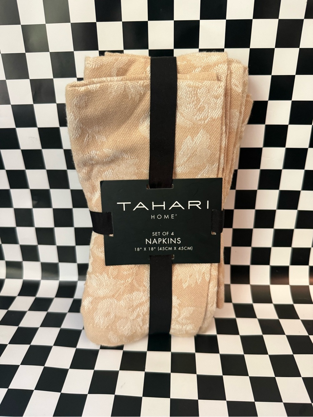 Tahari Home Beige Floral Jacquard Dinner Napkins - Set of 4